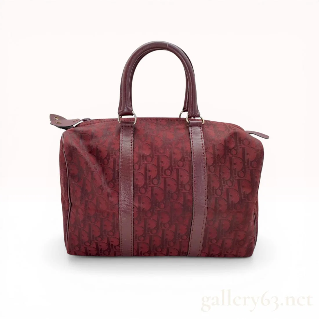 Christian Dior Burgundy Trotter Monogram Boston Bag