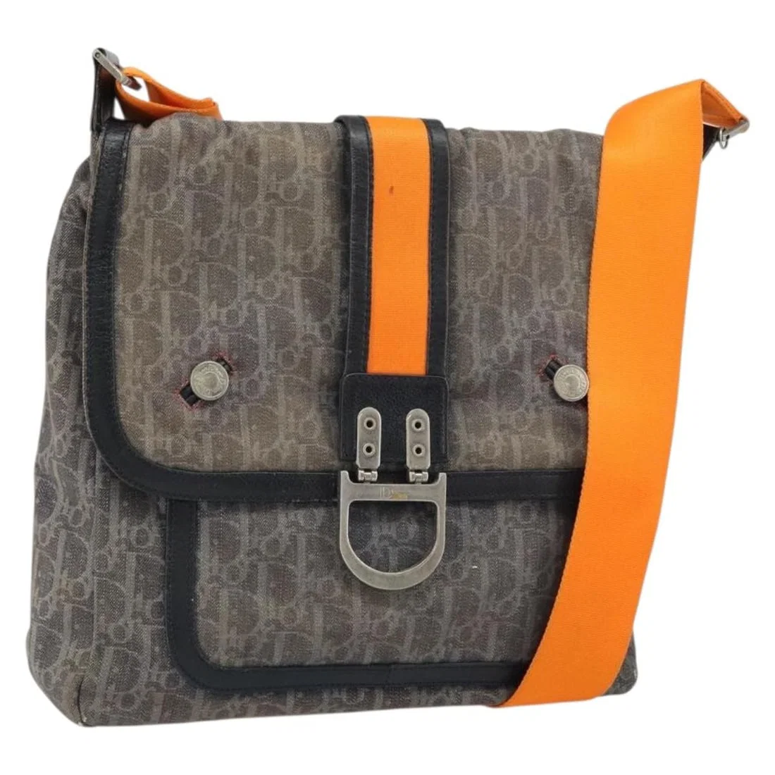 Christian Dior Navy Trotter Canvas Shoulder Bag with Guarantee Card