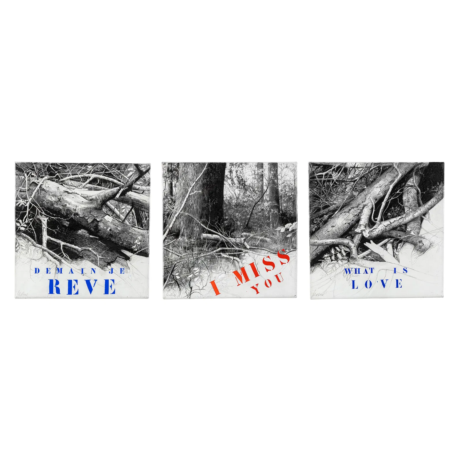 Christian Silvain (1950) 'What is Love', 'I Miss You', and 'Demain Je Reve', three works, mixed