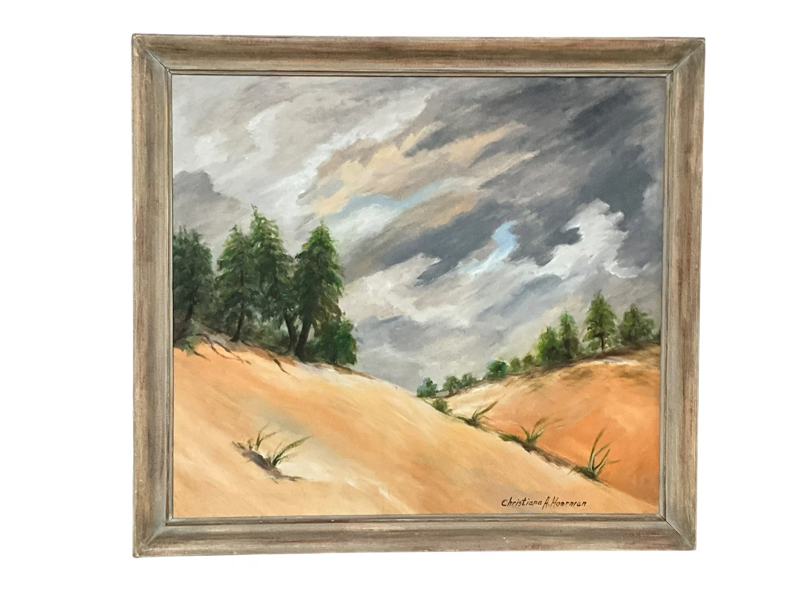 Christiana Hoerman (American, 1887-1986) "Storm over Saugatuck" Oil on Canvas