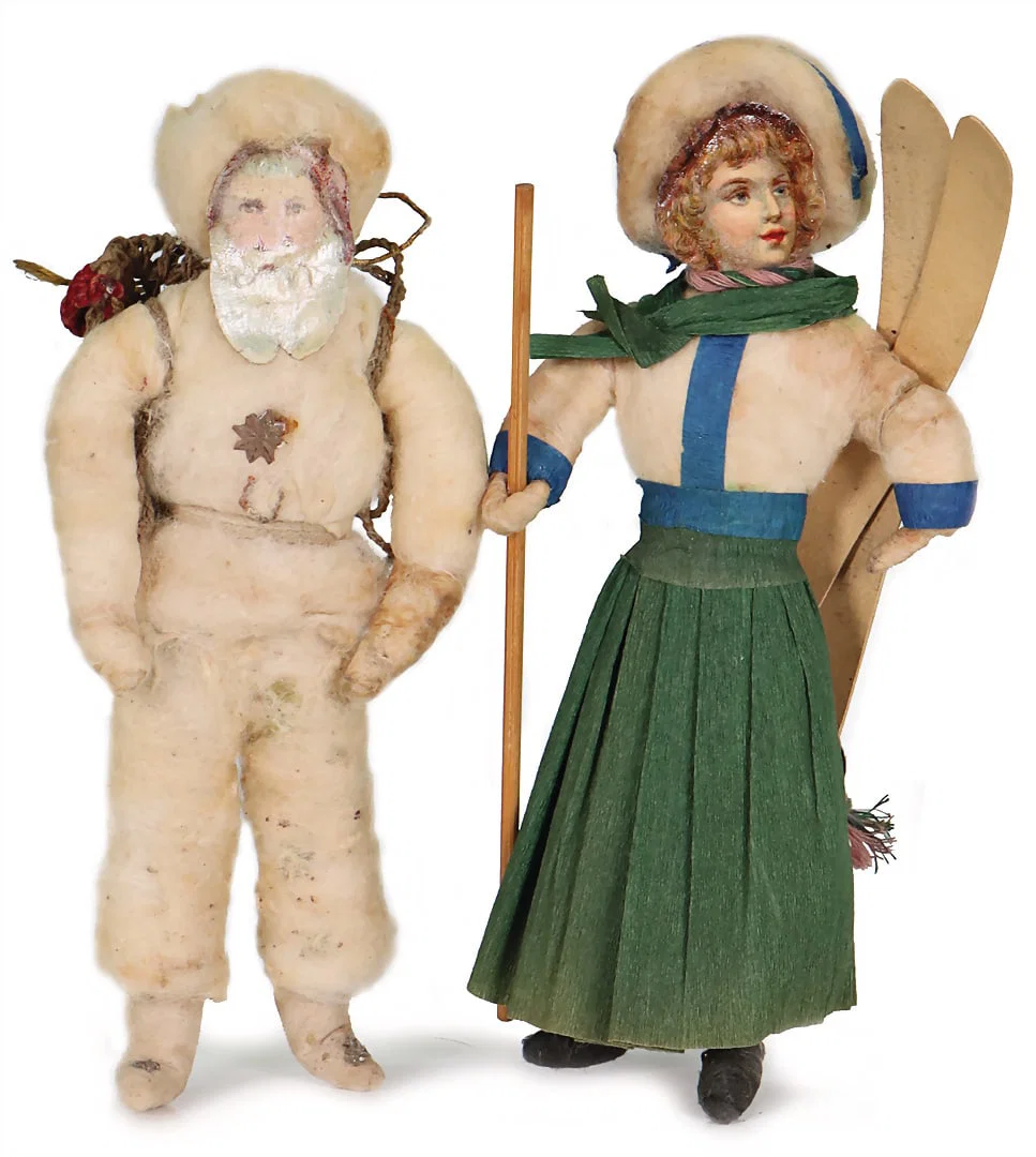 Christmas tree decoration, absorbent cotton, 2 x parts, Santa Claus with wafer face, 1 x girl with