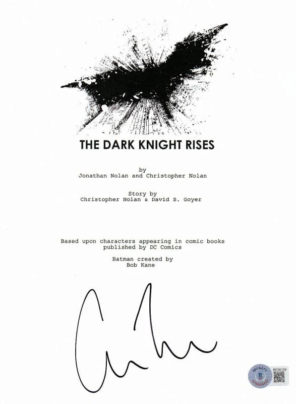 CHRISTOPHER NOLAN SIGNED AUTOGRAPH THE DARK KNIGHT RISES FULL SCRIPT BECKETT