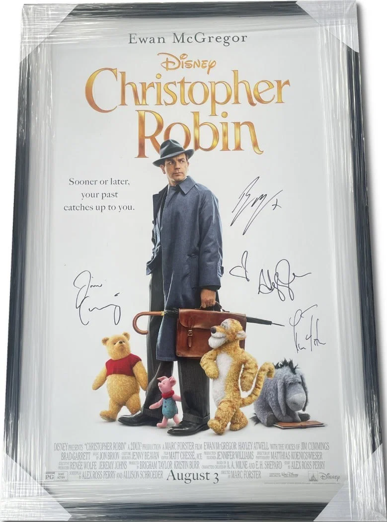 Christopher Robin Cast Autographed Poster 29x42 JSA Certified Framed