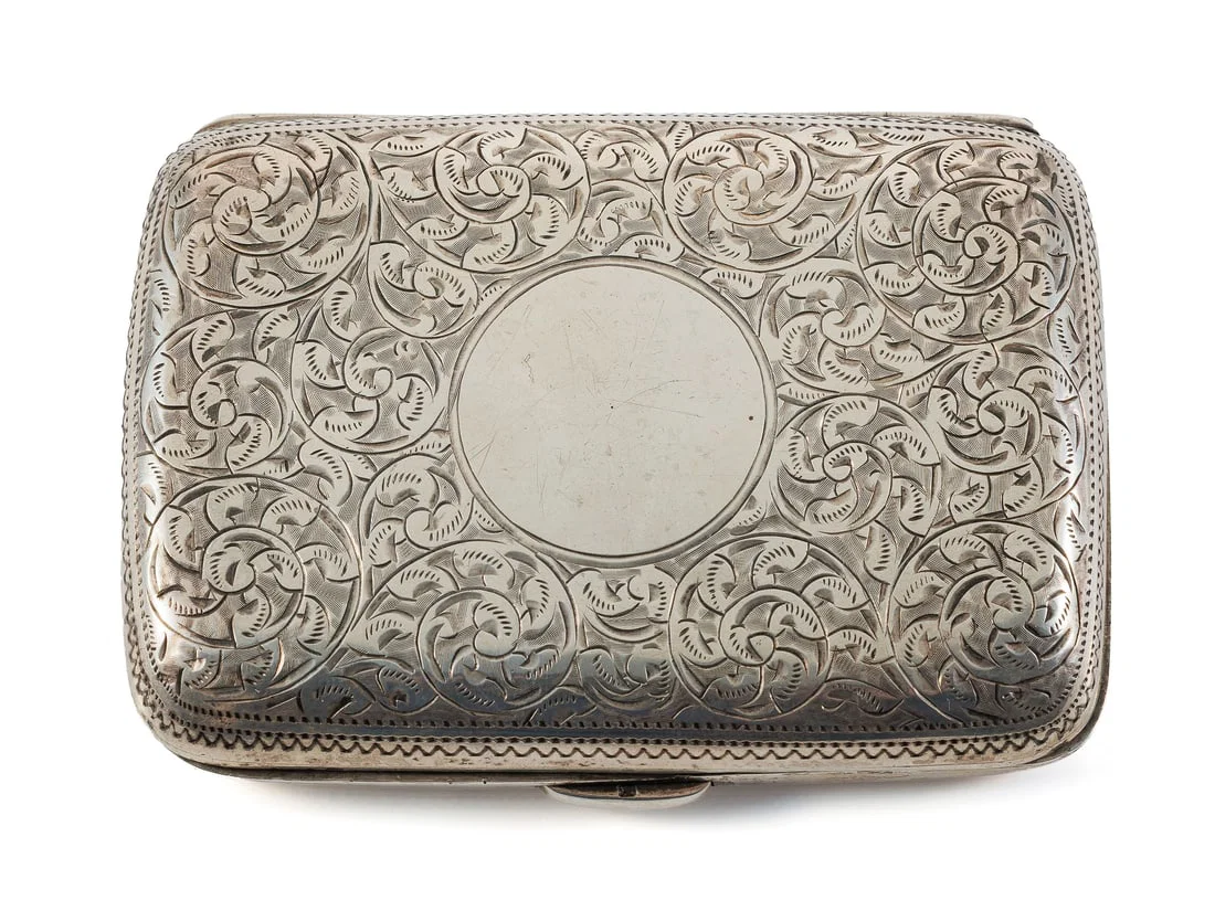 Cigarette case, sterling silver, Birmingham, circa 1900