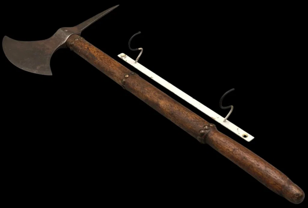 Circa 1800s Hudson Bay Style Spiked Tomahawk With Display Hanger