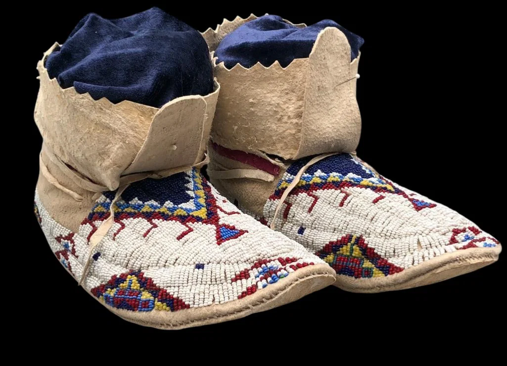 Circa 1920-1950 Hightop Plains Beaded Moccasins