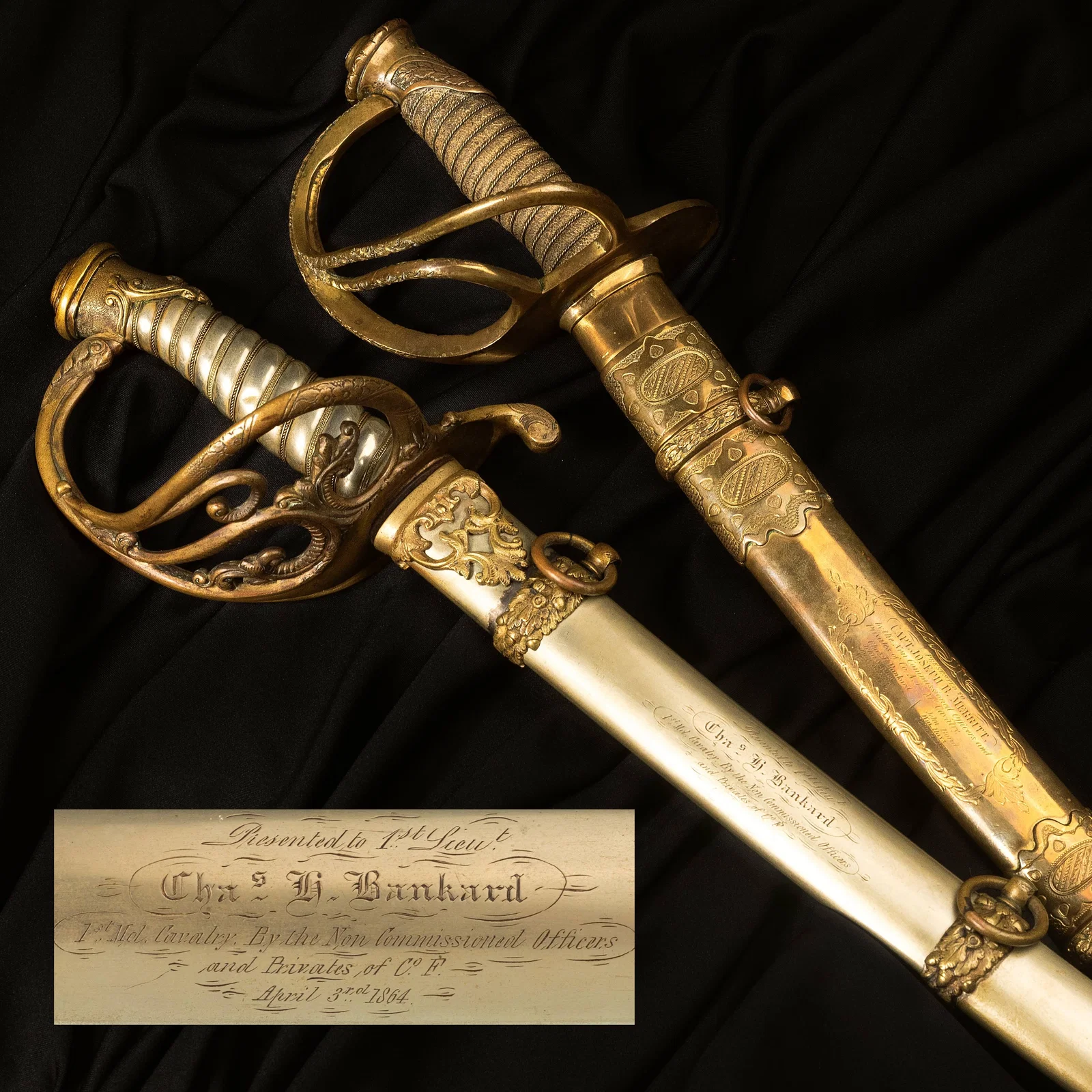 [CIVIL WAR] (2) 1st Maryland Cav. Presentation Swords w/ Battle Honors