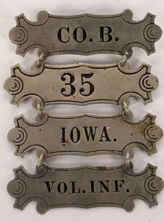 CIVIL WAR CO. B 35TH IOWA INFANTRY LADDER BADGE