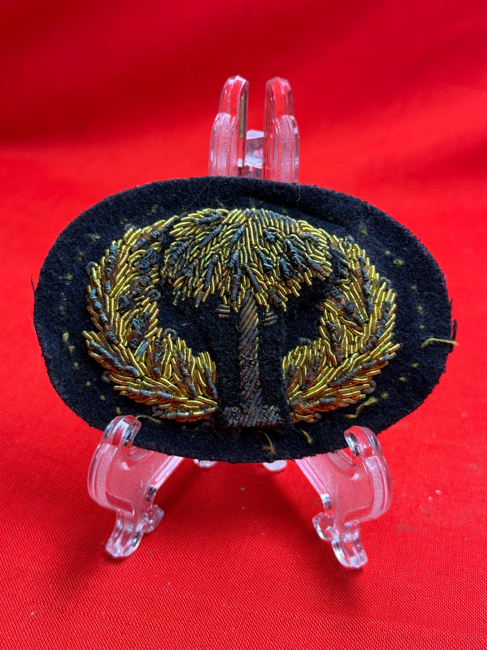 Civil War Confederate CSA South Carolina Palmetto Tree Bullion Headgear Badge By J.H. Silverberg