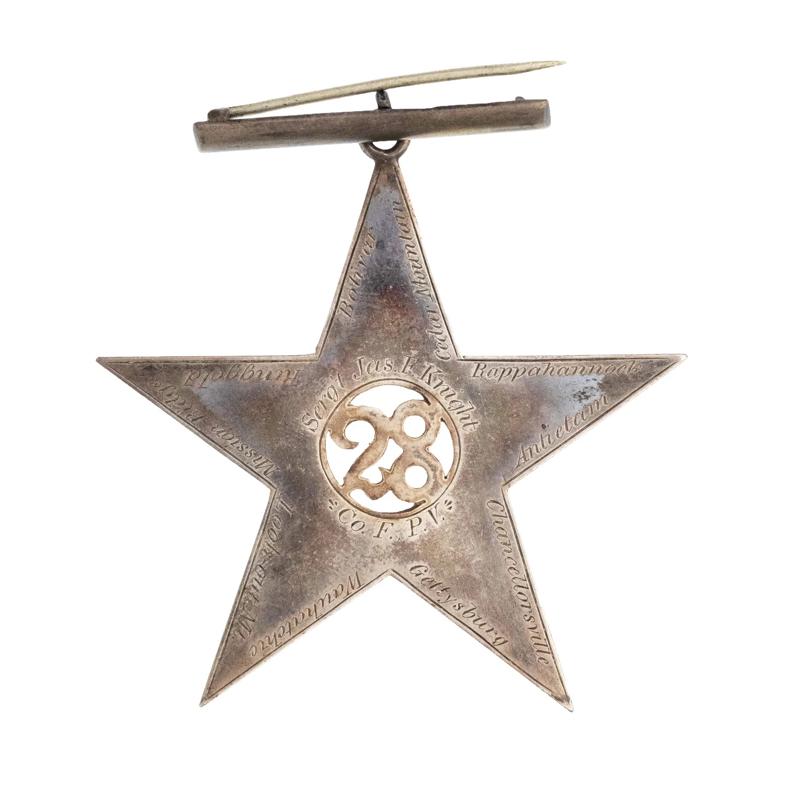 [CIVIL WAR] Inscribed 28th PA Corps Badge w/ Battle Honors