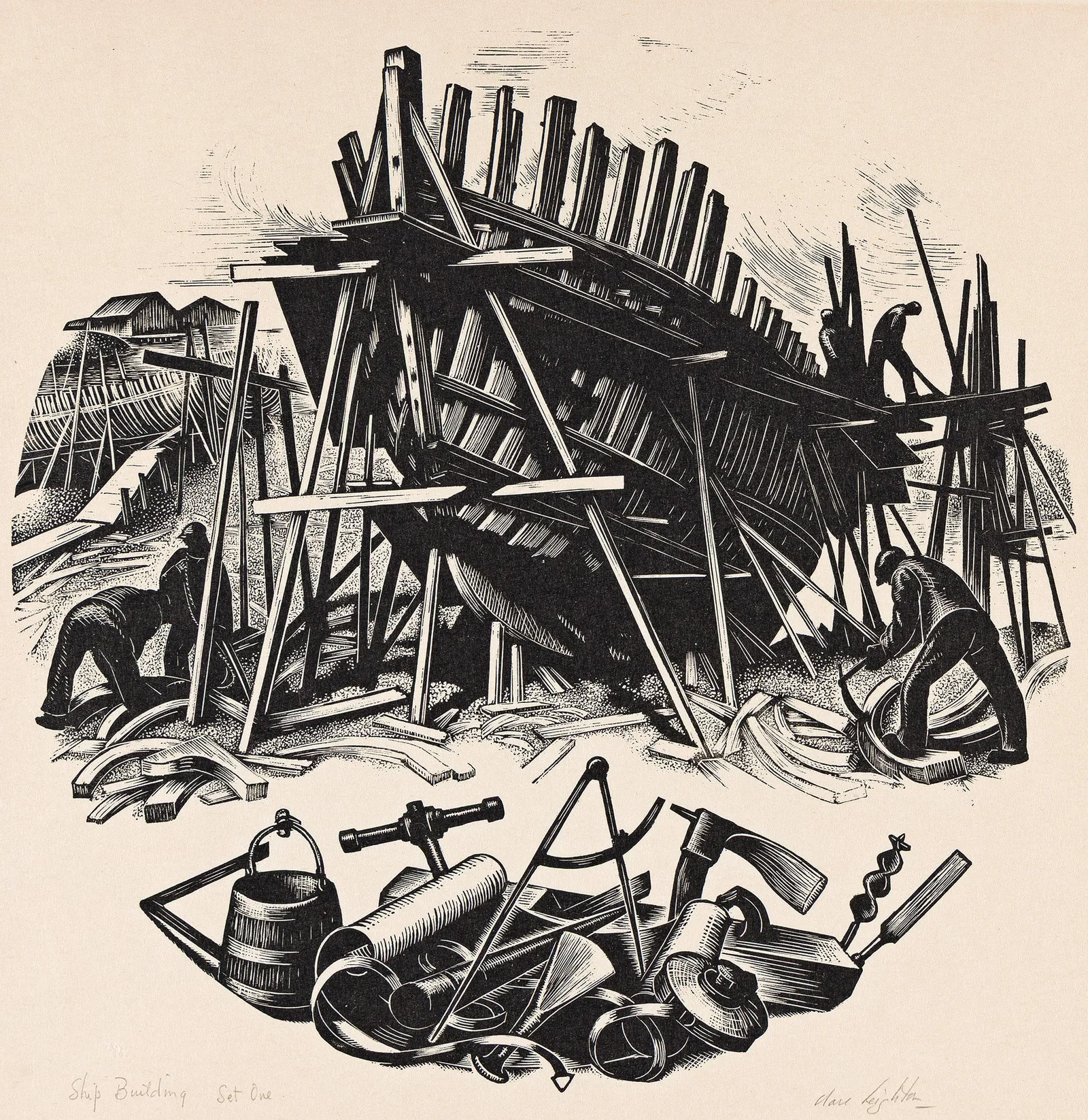 Clare Leighton (1898-1989), Ship Building, 1949-50.