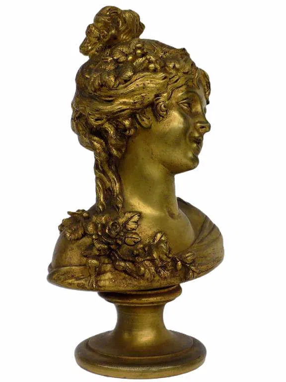 CLODION - ALLEGORIC GODDESS GILT BRONZE BUST