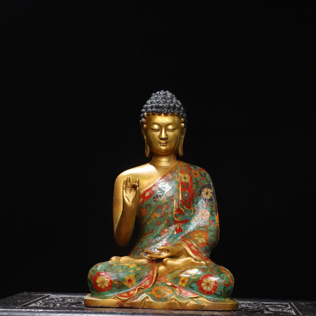 Cloisonne enamel and gilt bronze Vairocana Buddha statue