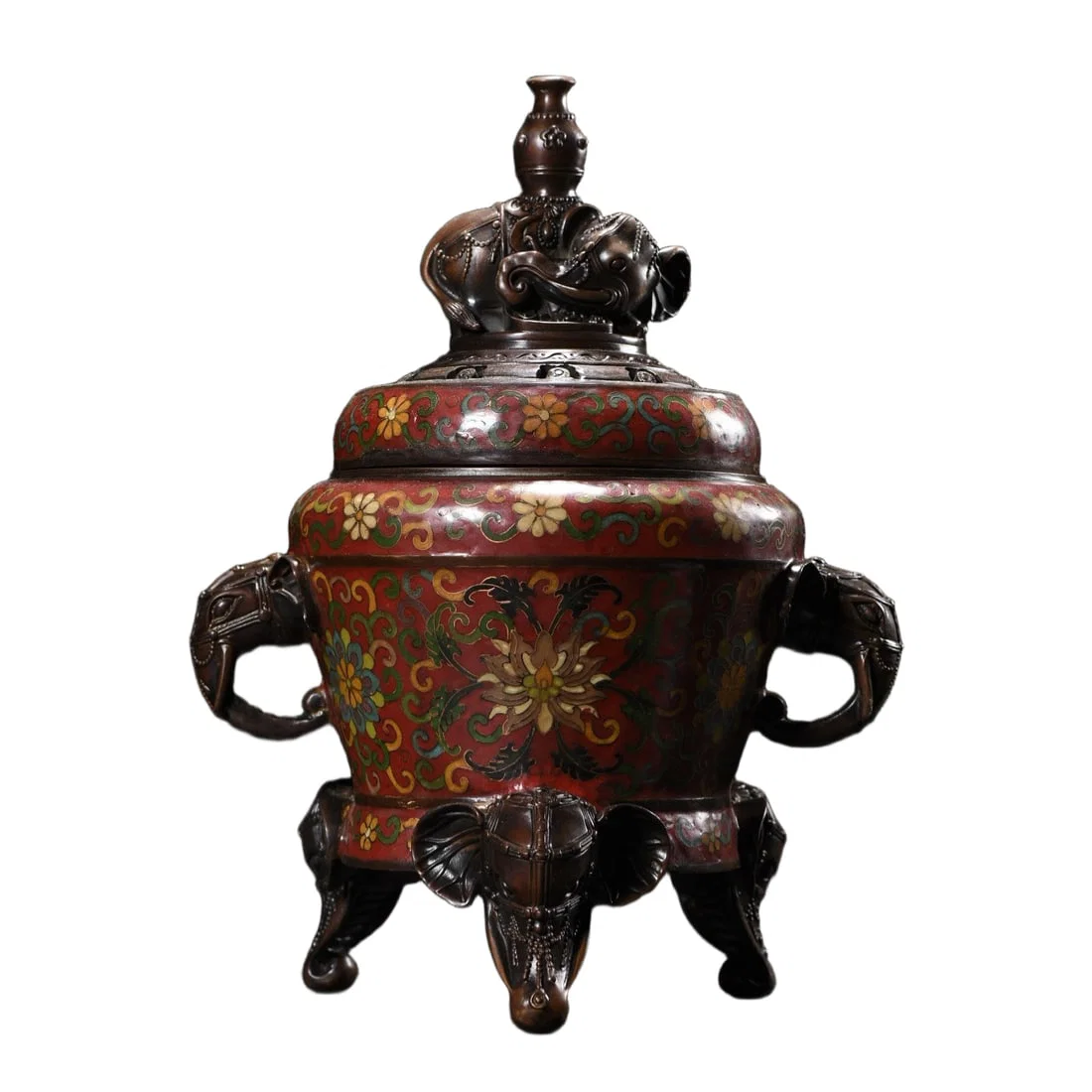 CloisonnE Incense Burner with Lotus Pattern and Elephant Ears from the Reign of Emperor Taiping