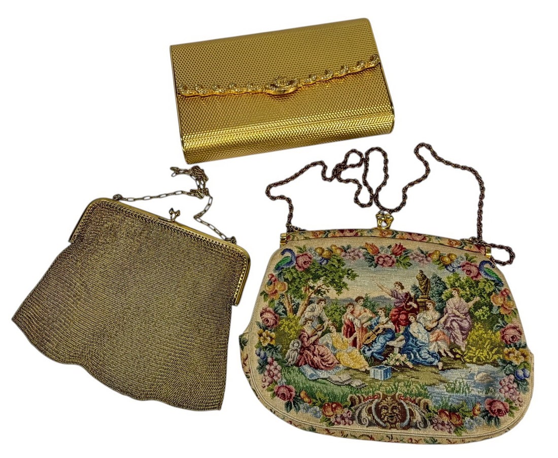 Coblentz Gilt, Alpacca Mesh & Petit Point Bags 3pc