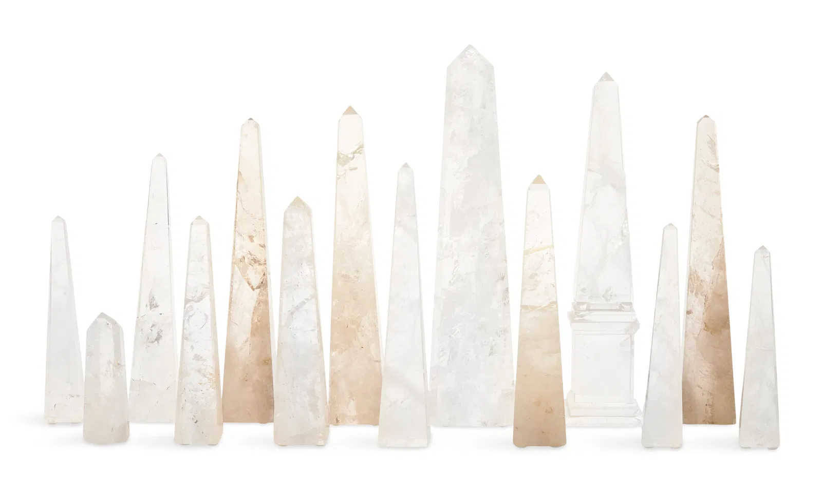 Collection of Fourteen Rock Crystal Obelisks