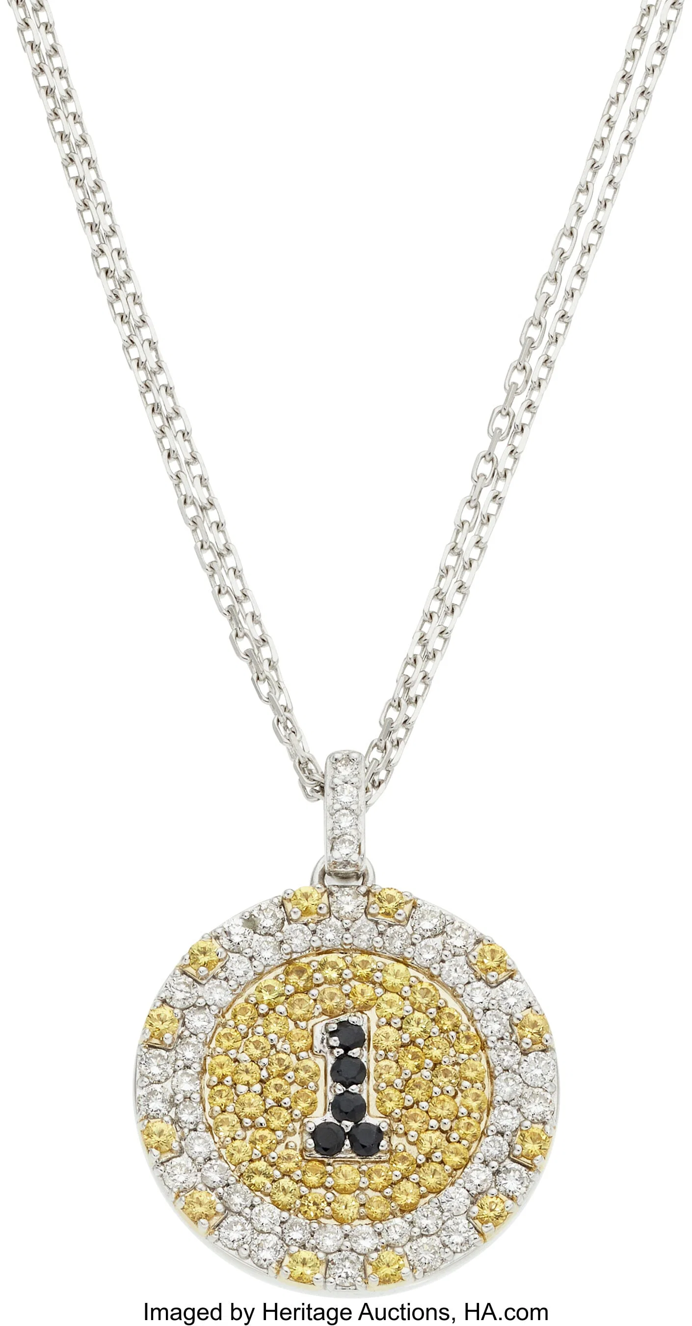 Colored Diamond, Diamond, White Gold Pendant-Nec
