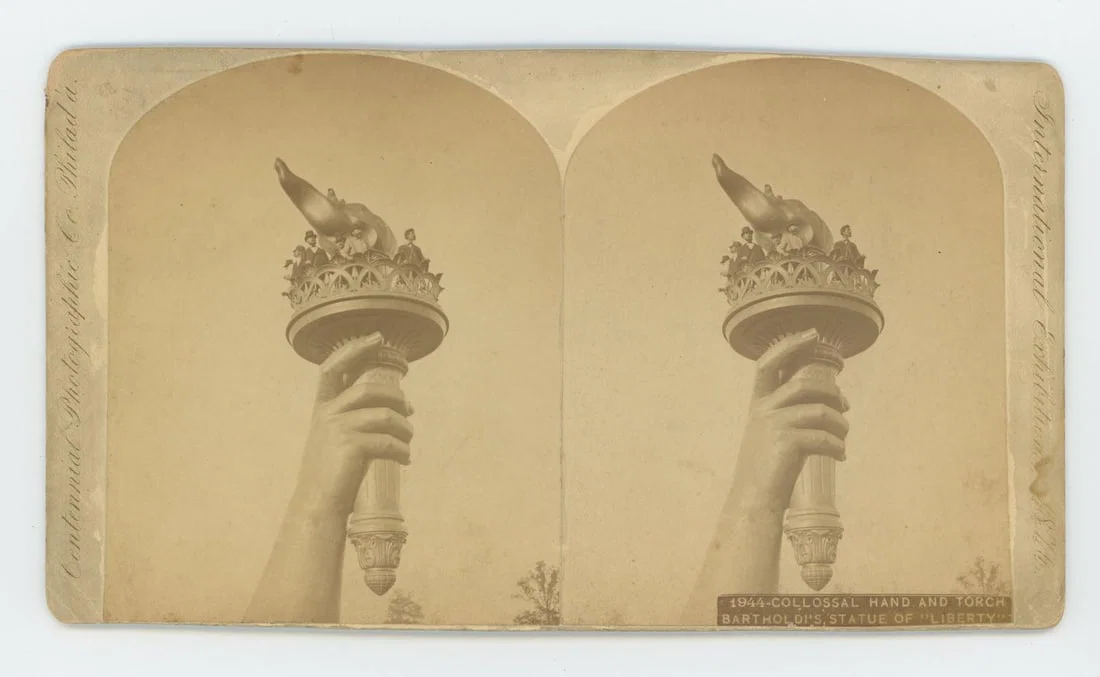 Colossal Hand & Torch Statue of Liberty Stereoview
