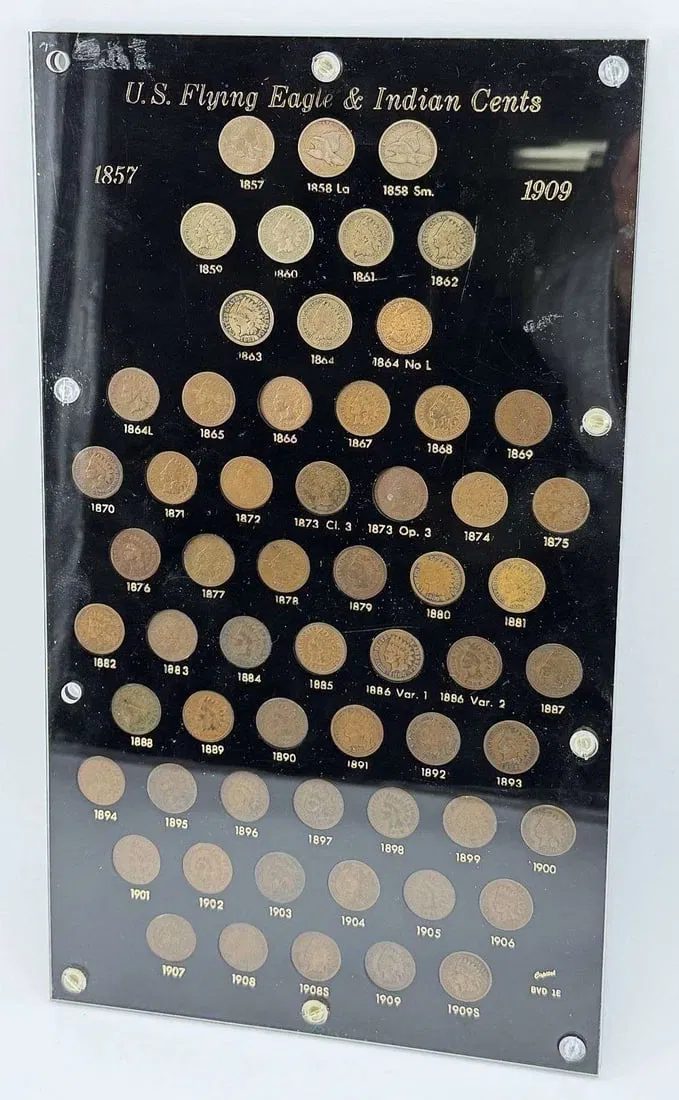 Complete 1857-1909 Flying Eagle & Indian Cent Set Museum Quality Collection (60-coins)