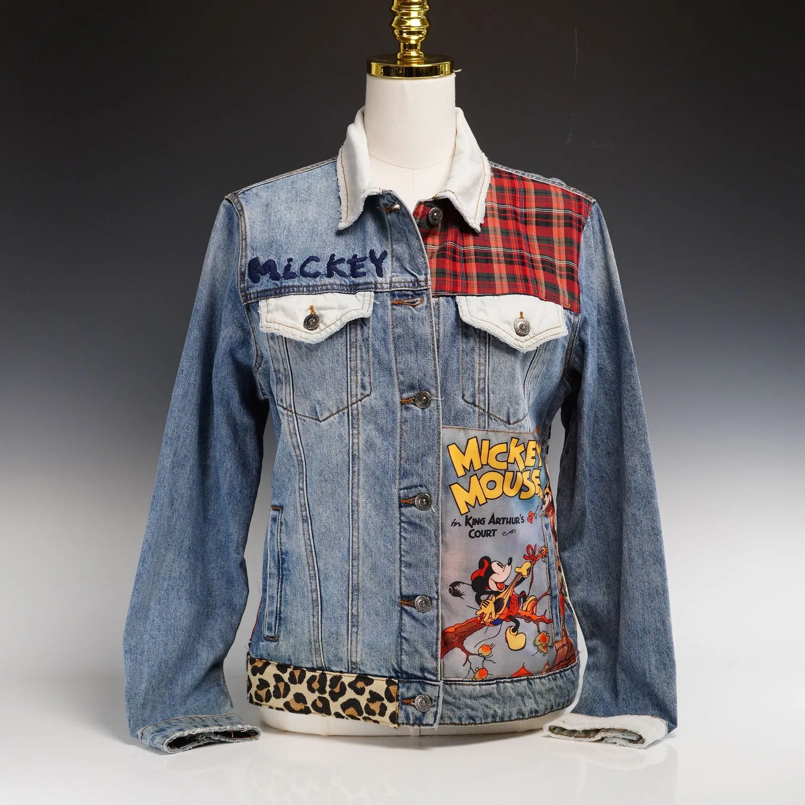 Contemporary Desigual Patchwork Denim Jacket, Mickey Mouse Theme