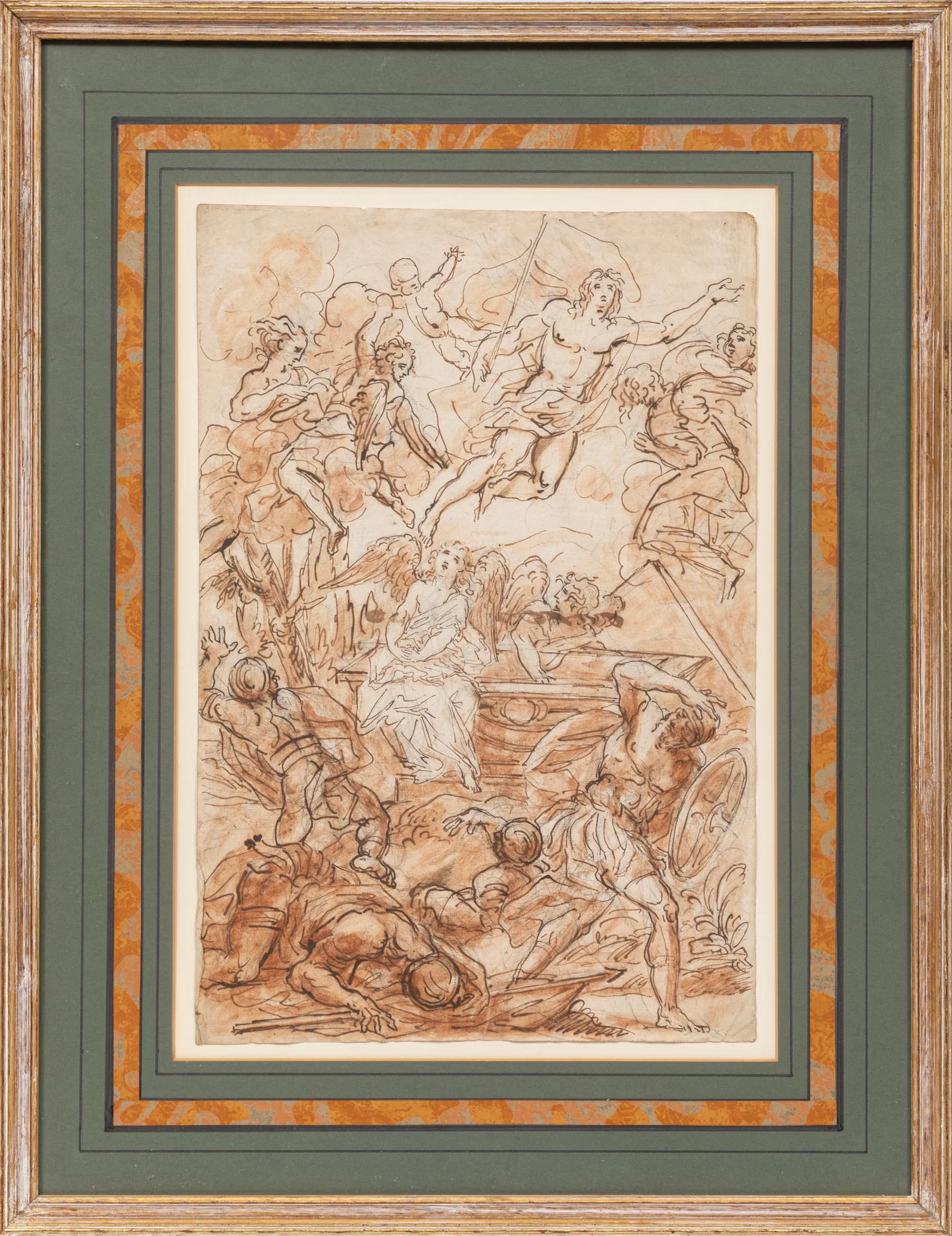 Continental School 18th/19th c., "Resurrection of Christ", ink, graphite and wash on paper mounted