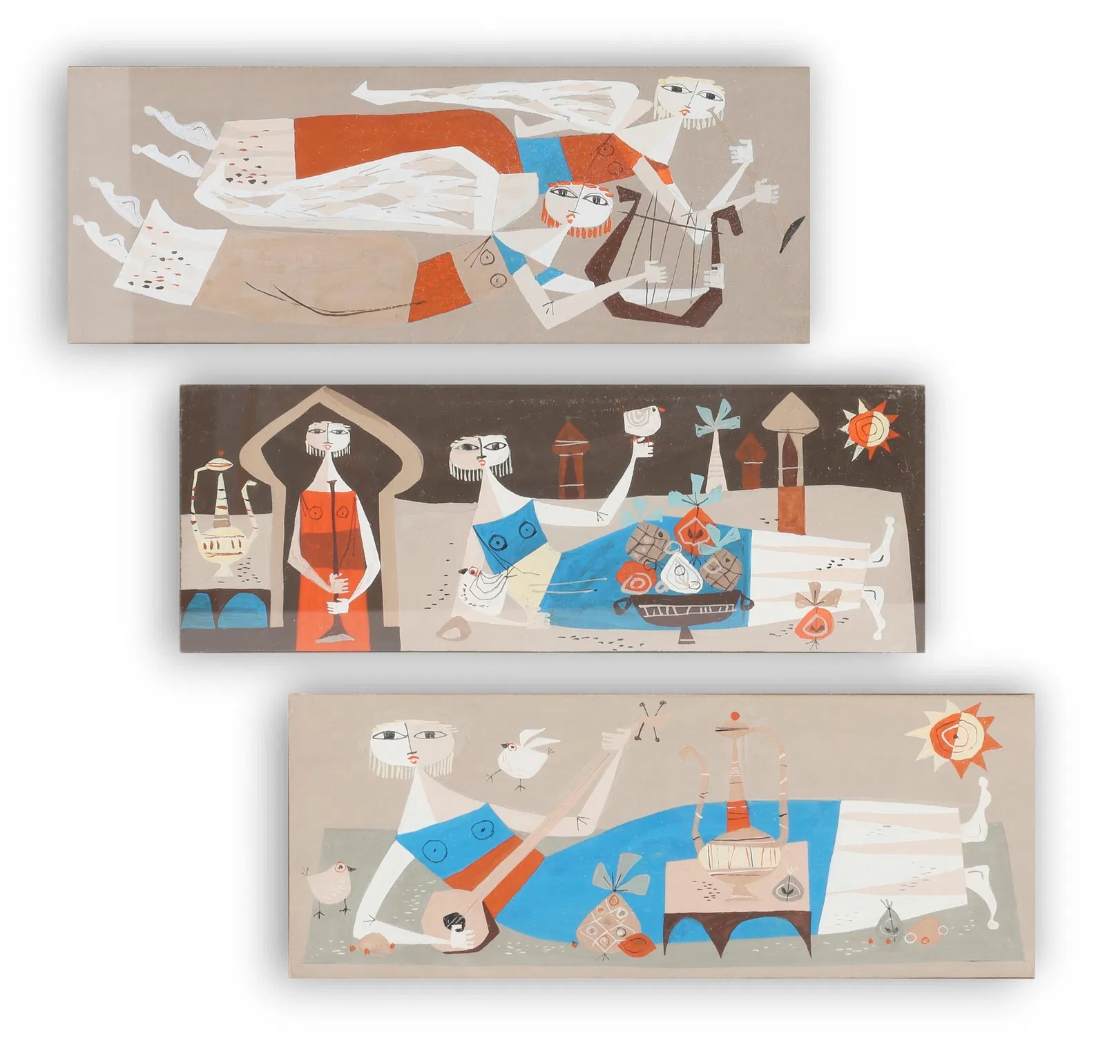 Continental School (20th century), Abstract figural composition (3), gouache on paper