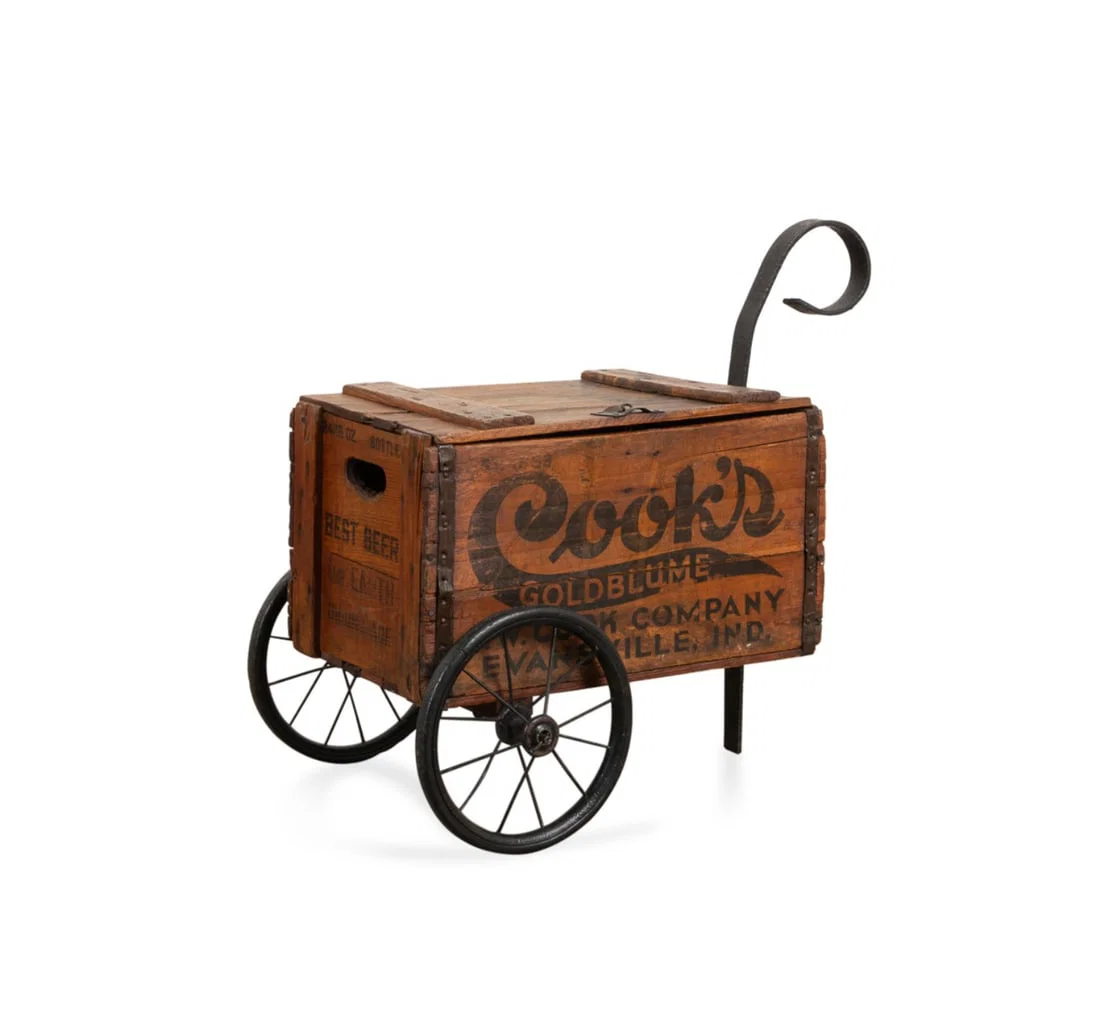 COOK'S GOLDBLUME BEER CRATE HAND CART, 1933-55
