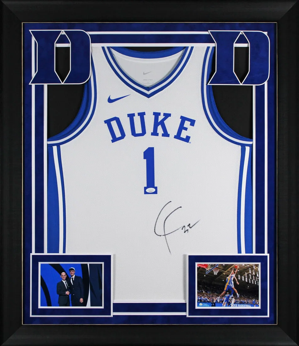 Cooper Flagg Signed White Nike Duke Jersey Framed JSA Authenticated