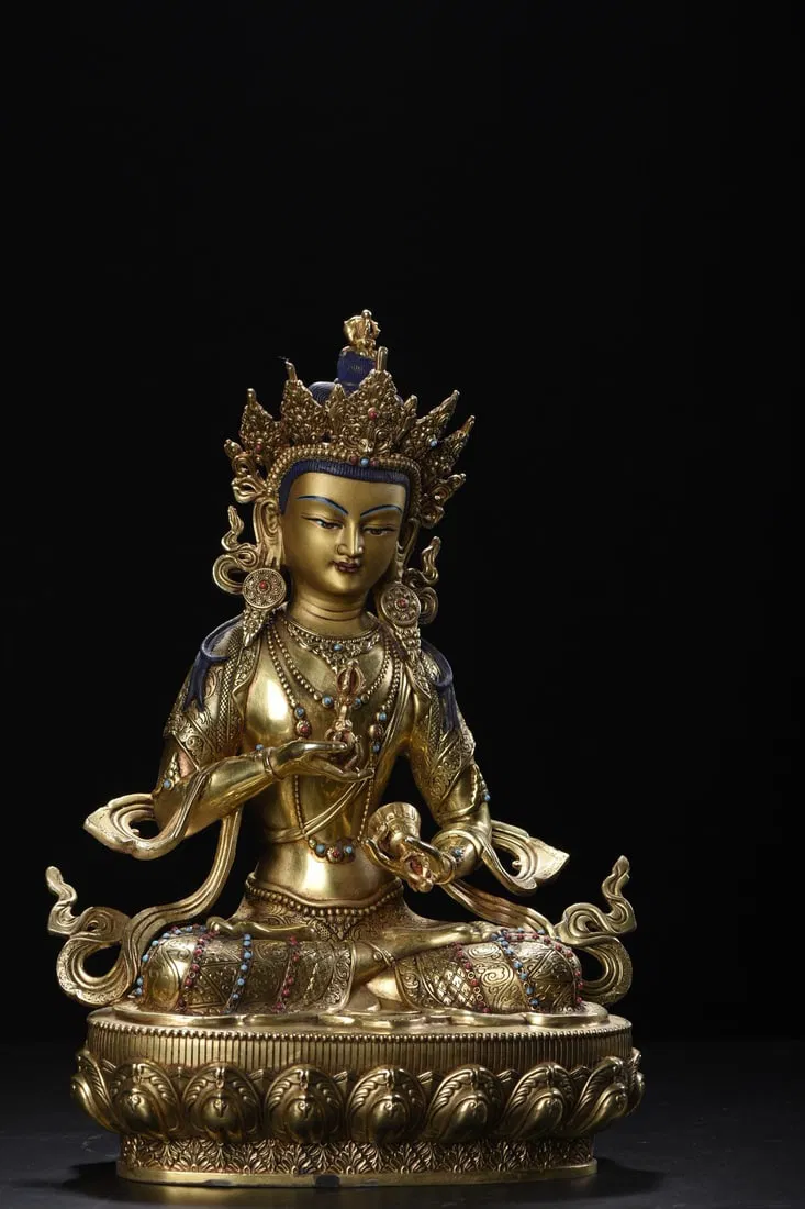 Copper and gold Vajrasattva Bodhisattva statue