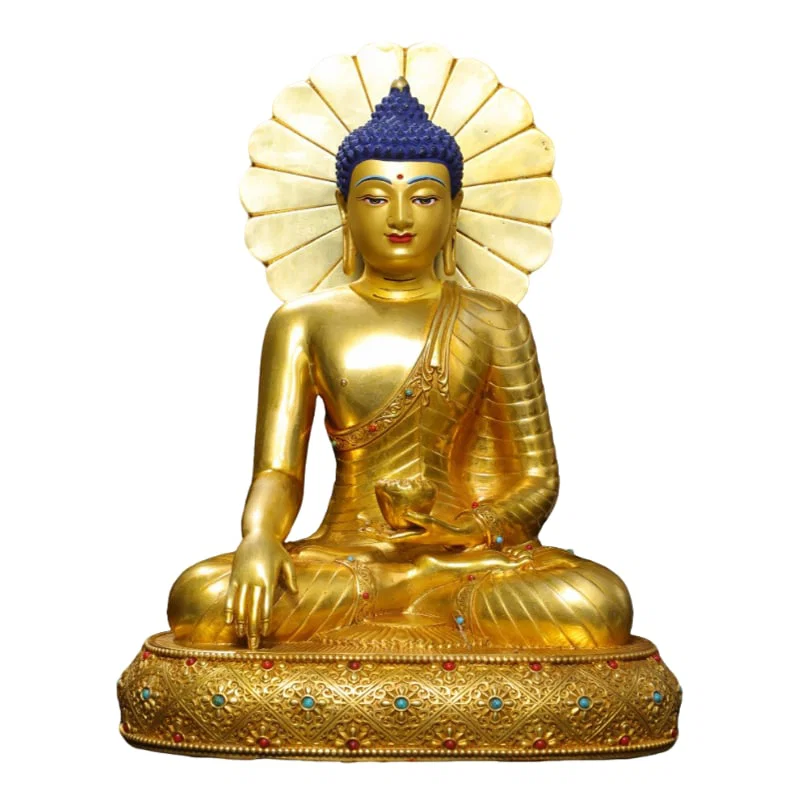 Copper gilt painted statue of Amitabha Buddha.