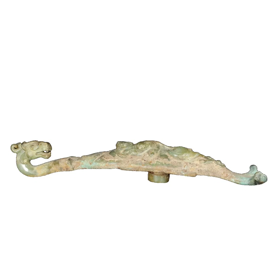Copper inlaid Hetian jade pendant