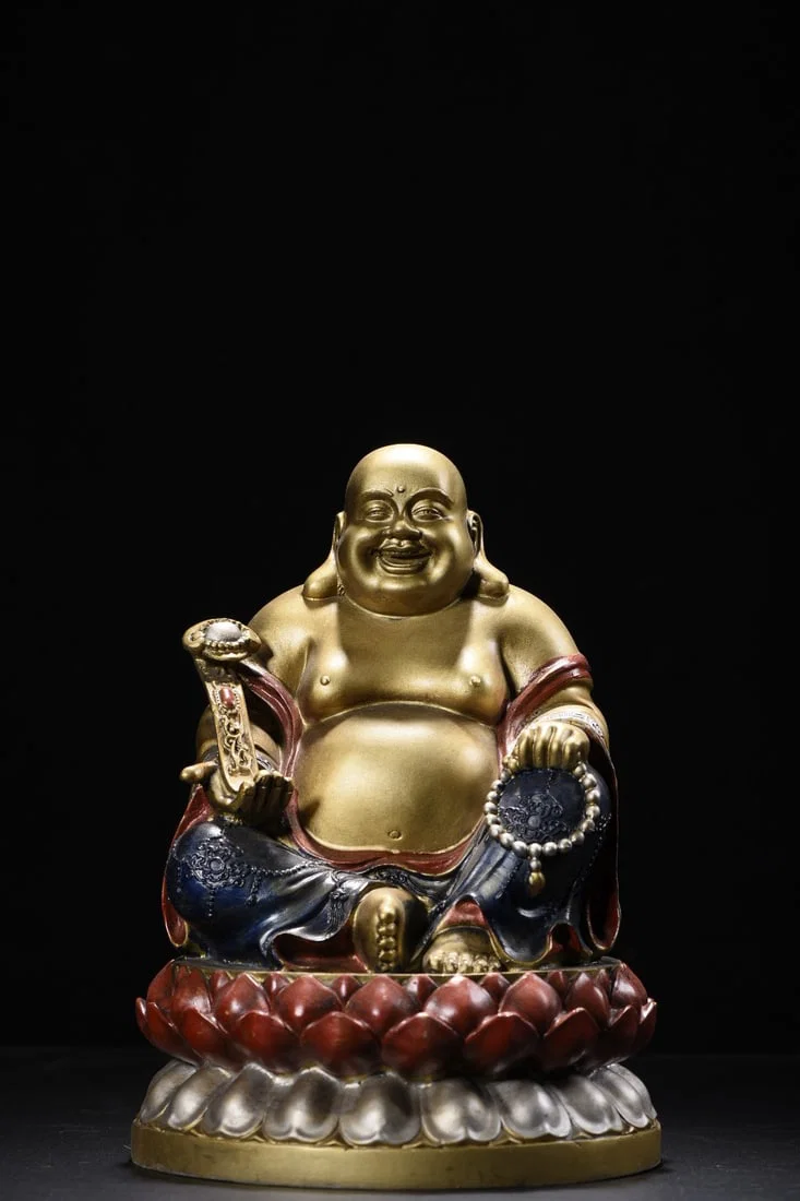 Copper Painted Maitreya Buddha Statue