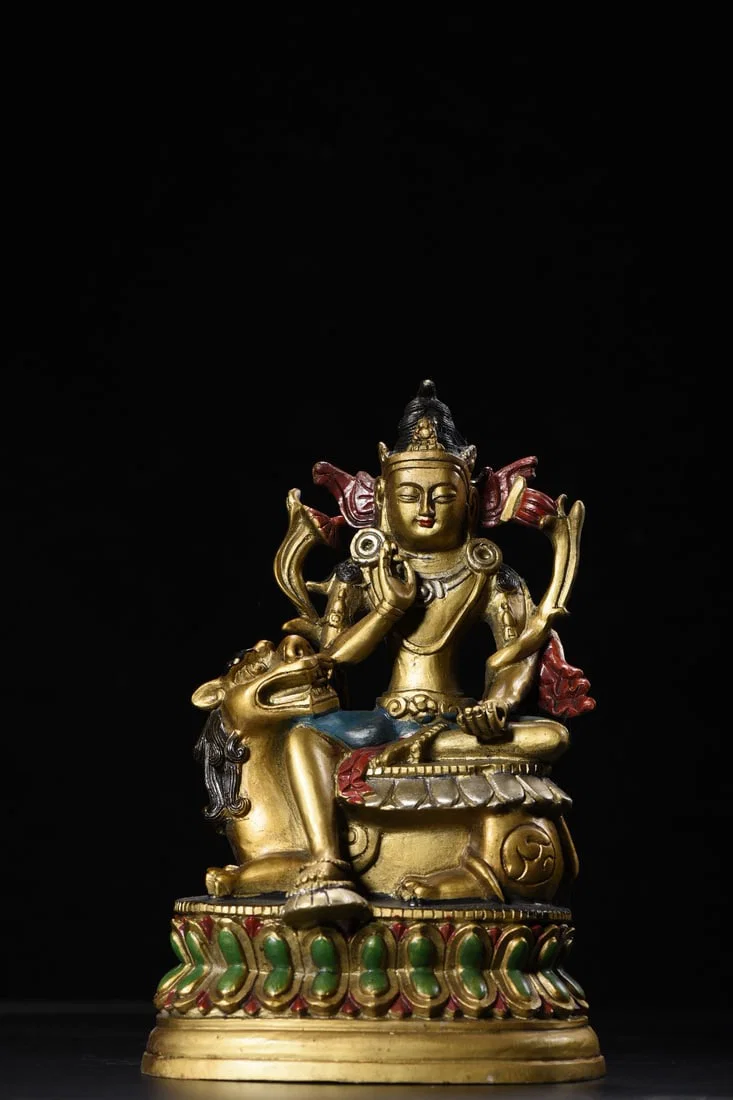 Copper Painted Manjushri Bodhisattva Statue