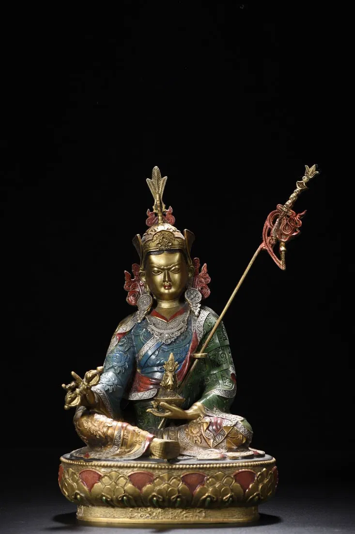 Copper-painted Padmasambhava statue