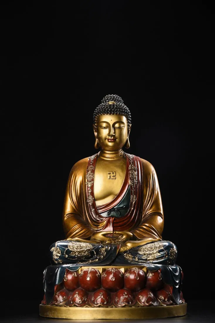Copper-painted Shakyamuni Buddha statue