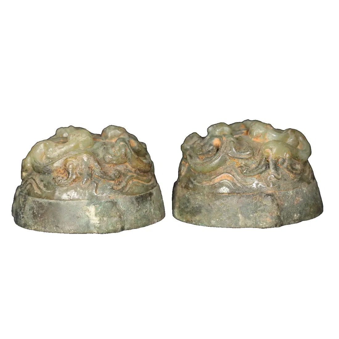 Copper Wrapped Hetian Jade Paperweight
