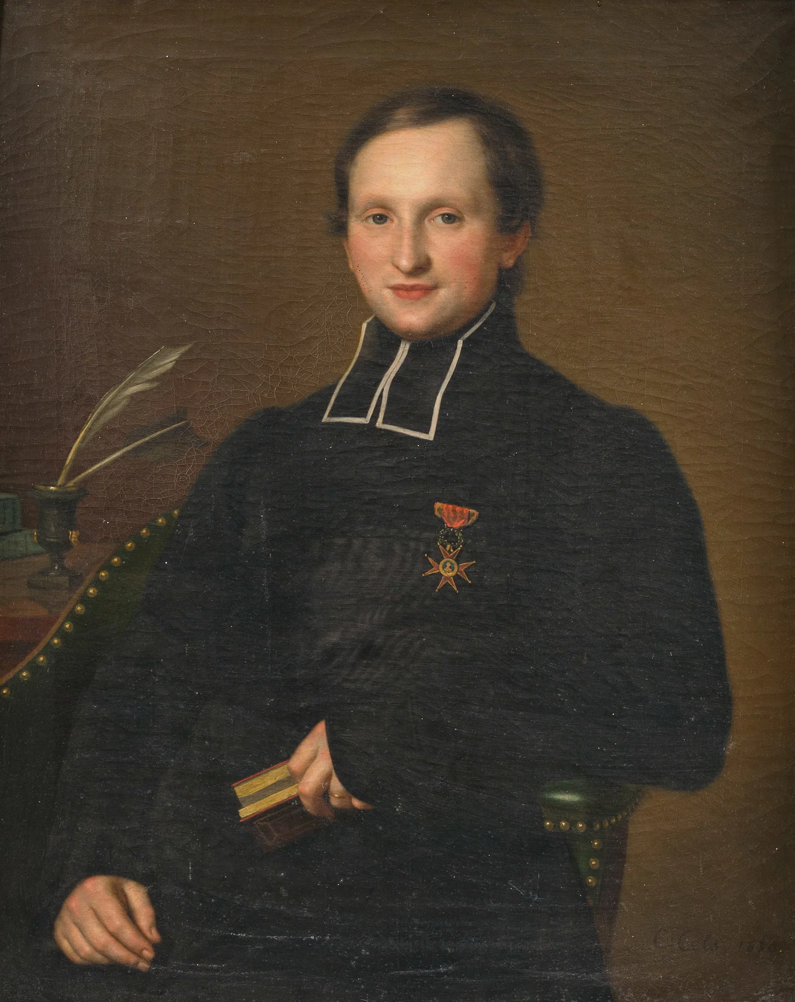 Cornelis Cels (1778-1859): Portrait of priest Johannes Augustus Becq, oil on canvas, dated 1830