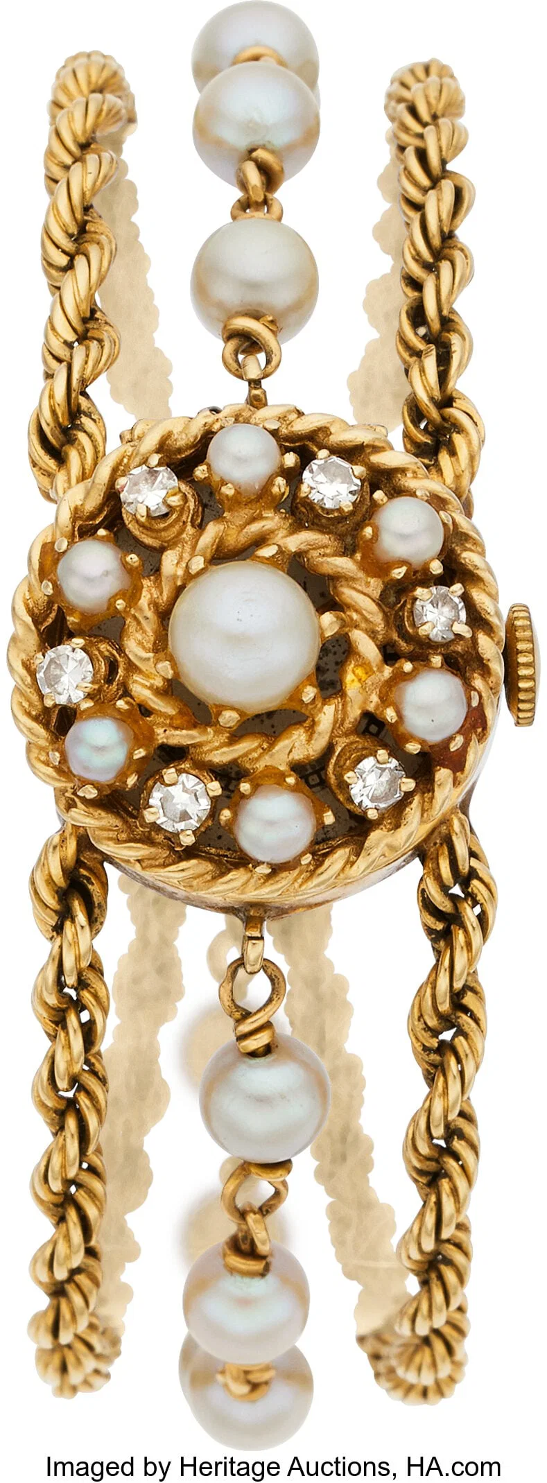 Croton Diamond, Cultured Pearl, Gold Covered Dia