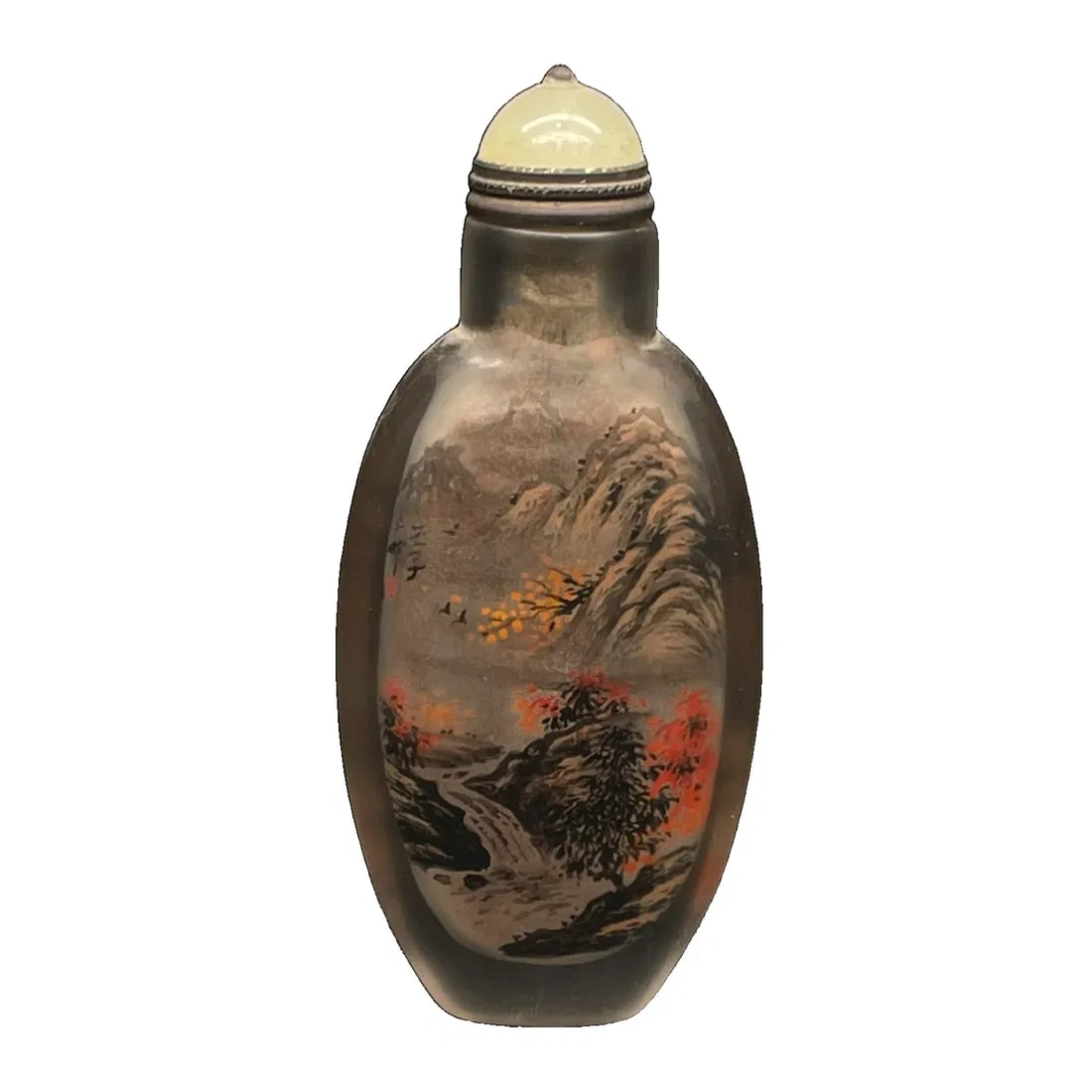 Crystal Inside-Painted Landscape Snuff Bottle