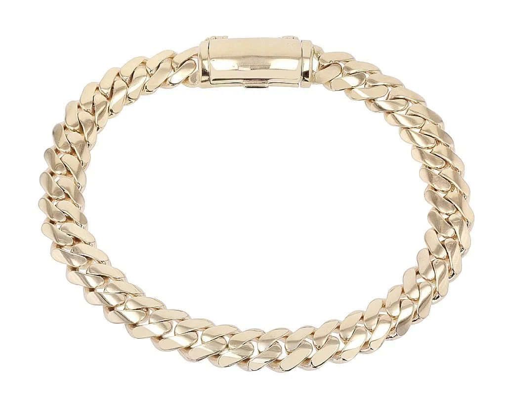 CURB SOLID MIAMI CUBAN LINK CHAIN BRACELET 14K YELLOW GOLD