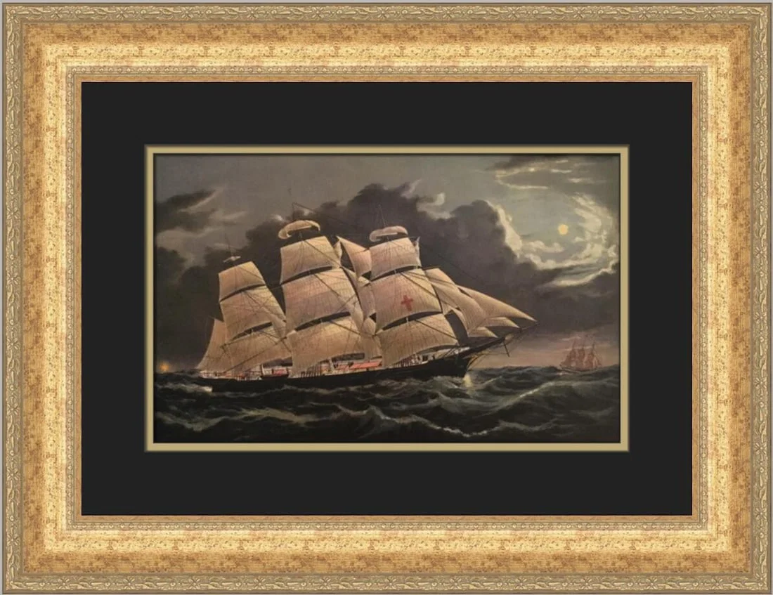 Currier & Ives Clipper Ship The Dreadnaught Custom Framed Print 1952