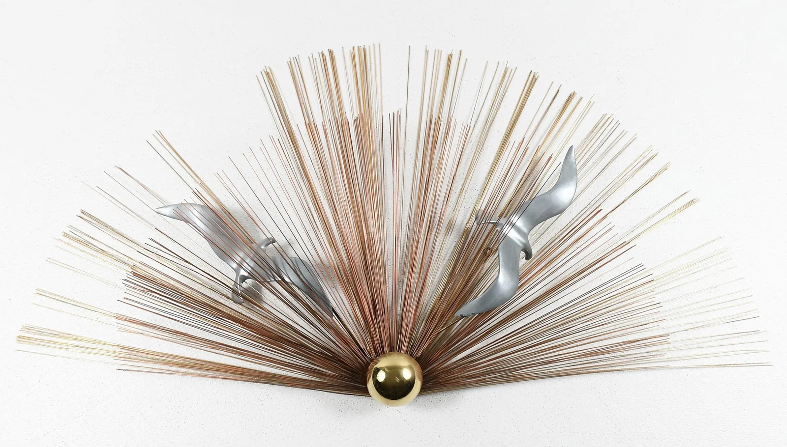 CURTIS JERE SUN AND BIRD METAL ART WALL SCULPTURE