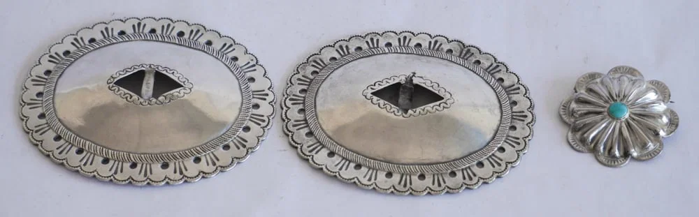 Custom Crafted Sterling Silver Western Belt Buckles Along with Brooch