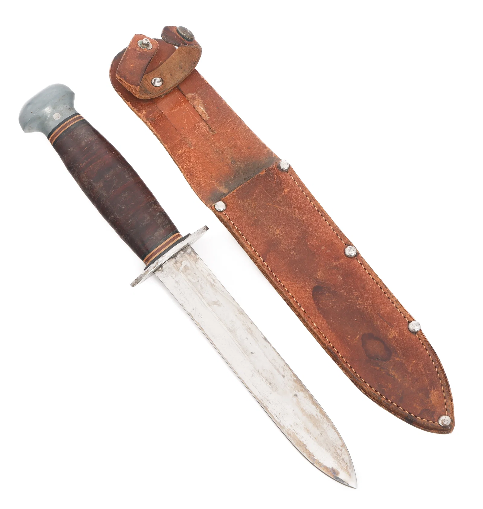 CUSTOM MADE WWII FIGHTING KNIFE WITH SHEATH