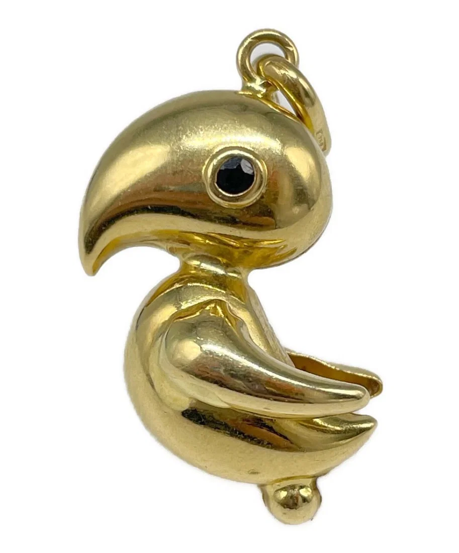 CUTE DUCK 18K SOLID YELLOW GOLD PENDANT TOP NECKLACE