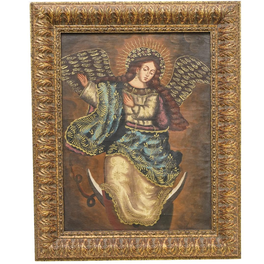 Cuzco School Archangel Oil on Canvas