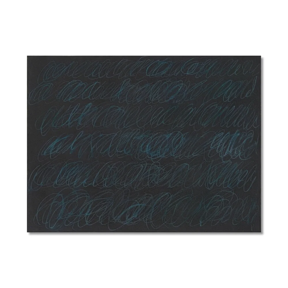 CY TWOMBLY (1928-2011), ATTRIBUTED TO, OIL BASEO HOUSE PAINT AND WAX CRAYON ON CANVAS