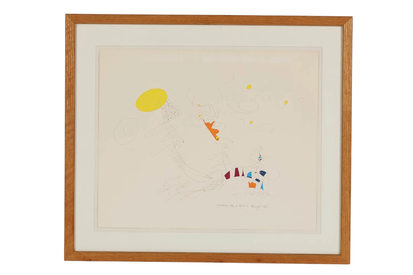 D. Angel 1986 Diamond Girl Disco Drawing SIGNED