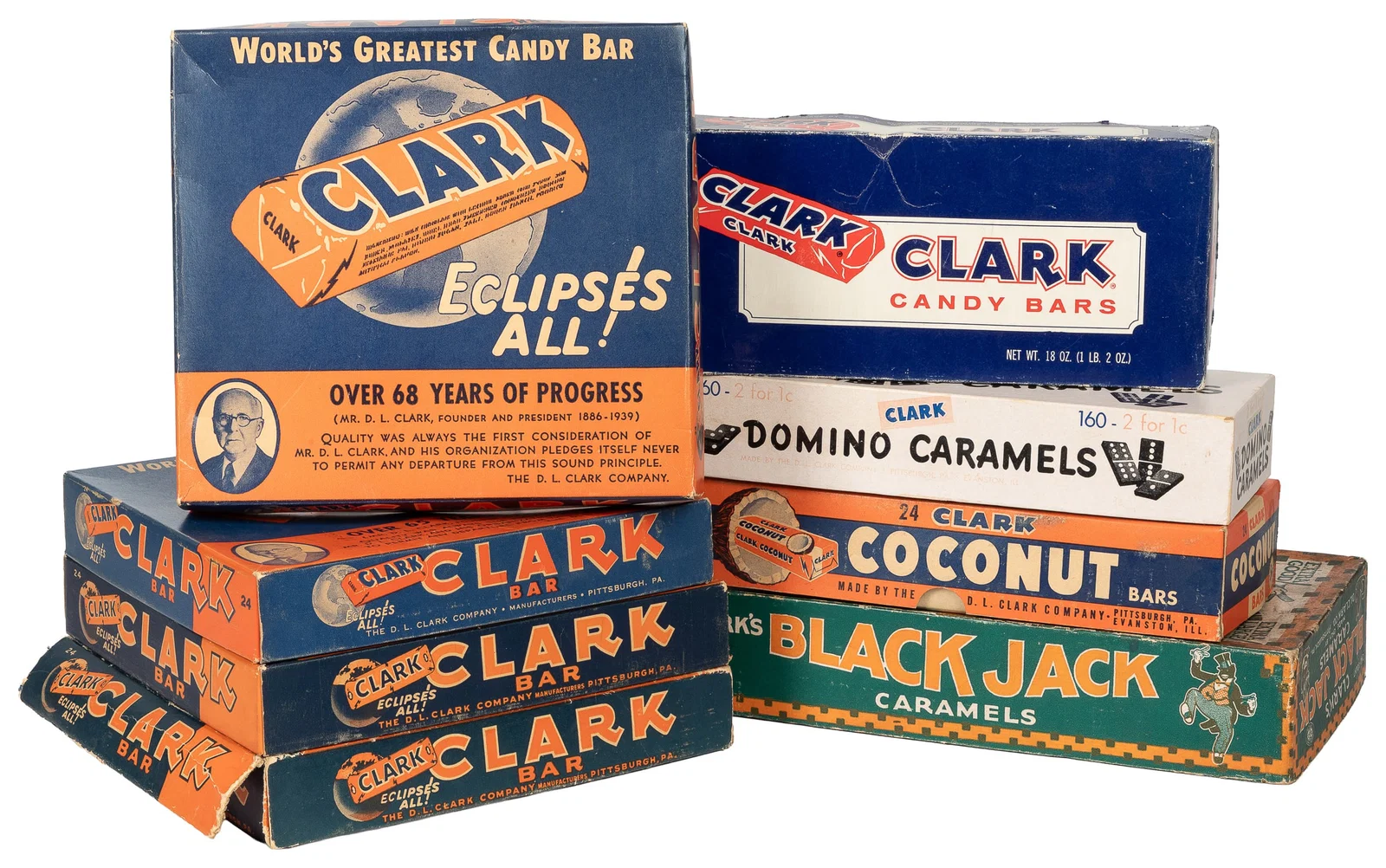 D.L. Clark Company Chocolate Bar Boxes. Pittsburg: D. L. Clark Company, ca. early to mid 20th