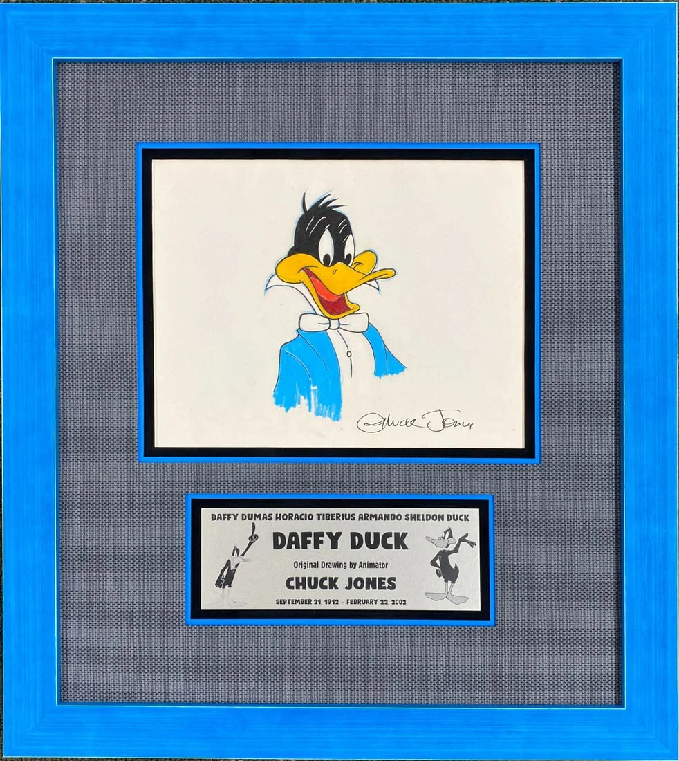 Daffy Duck Signed Original Drawing by Chuck Jones JSA Framed Art